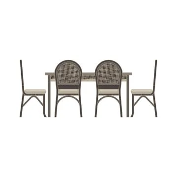 Vector table chair two flat icon isolated. Restaurant furniture side view ill Stock Illustration