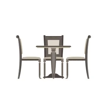 Vector table chair two flat icon isolated. Restaurant furniture side view ill Stock Illustration