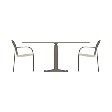 Vector table chair two flat icon isolated. Restaurant furniture side view ill Stock Illustration