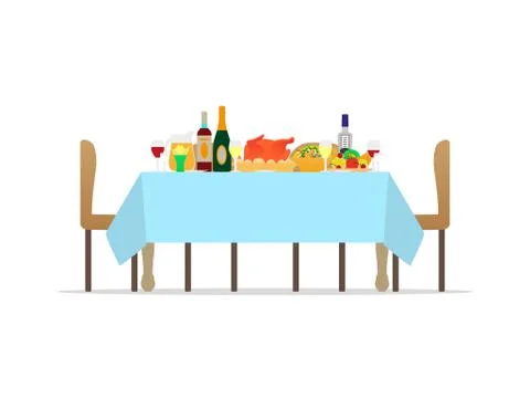 Vector table for festive holiday romantic dinner Stock Illustration