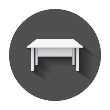 Vector table for object presentation. Empty white top table with long shadow. Stock Illustration