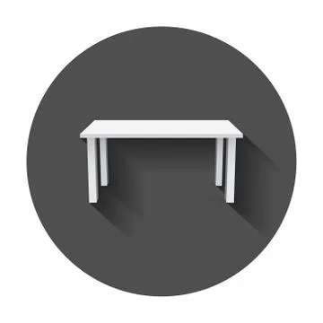 Vector table for object presentation. Empty white top table with long shadow. Stock Illustration