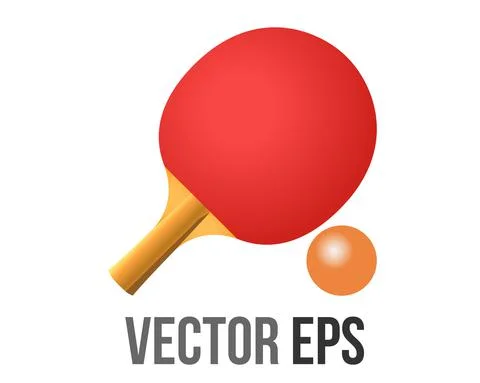 Vector table tennis paddle icon with red rubber surface and ping pong ball Stock Illustration