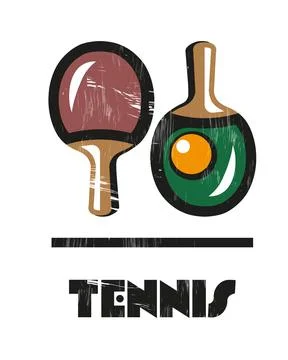 Vector table tennis racket or racquet, flat style Stock Illustration