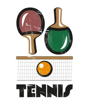Vector table tennis racket or racquet, flat style Stock Illustration