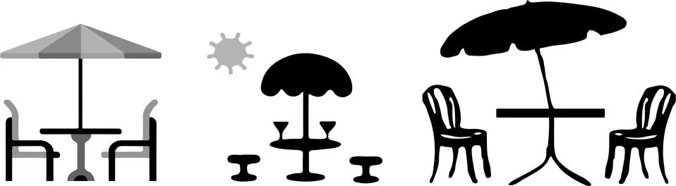 Vector table with umbrella isolated on white background Stockillustratie