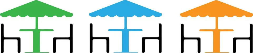 Vector table with umbrella isolated on white background Stockillustratie