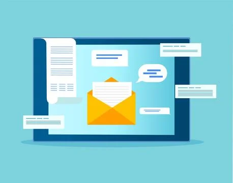 Vector of a tablet with email notification icons Stock Illustration