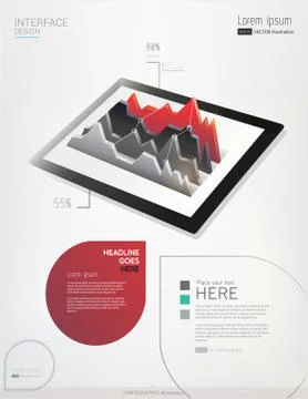 Vector tablet with infographic graph Stock Illustration