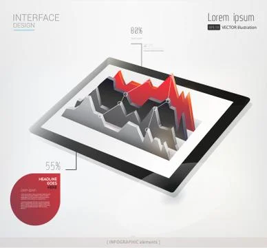 Vector tablet with infographic graph イラスト素材