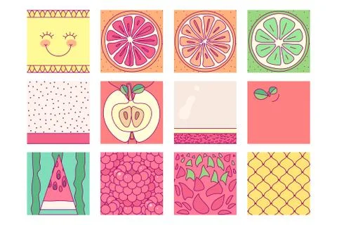 Vector tableware template fruit set Stock Illustration