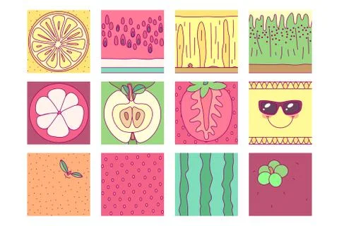 Vector tableware template fruit set Stock Illustration