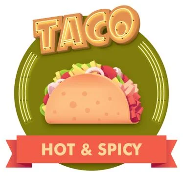 Vector taco illustration or label for menu Stock Illustration