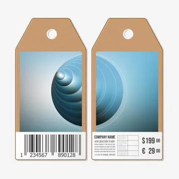 Vector tags design on both sides, cardboard sale labels with barcode. Colorful Illustrazione stock