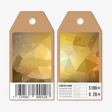 Vector tags design on both sides, cardboard sale labels with barcode. Abstract 스톡 일러스트