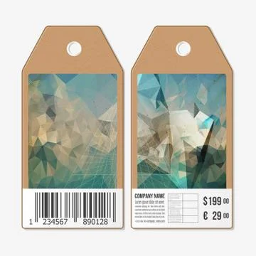 Vector tags design on both sides, cardboard sale labels with barcode. Conceptual 스톡 일러스트