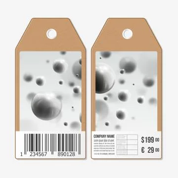 Vector tags design on both sides, cardboard sale labels with barcode. Three Stock Illustration