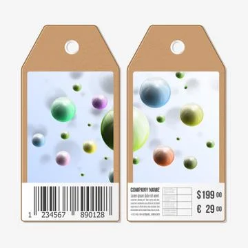 Vector tags design on both sides, cardboard sale labels with barcode. Three 스톡 일러스트