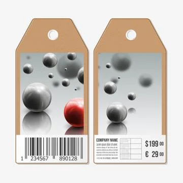 Vector tags design on both sides, cardboard sale labels with barcode. Three 스톡 일러스트