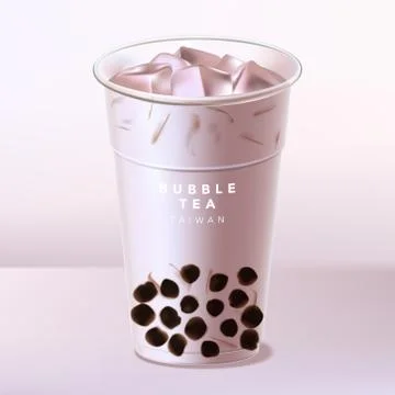 Vector Taiwan Iced Bubble Taro Tea or Milk Tea Stock Illustration