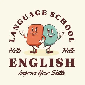 Vector Talk Language School Learning Group of Characters Illustration Logo Stock Illustration
