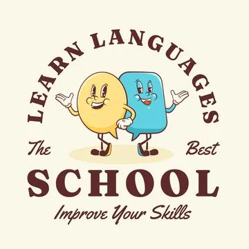 Vector Talk Language School Learning Group of Characters Illustration Logo Stock Illustration