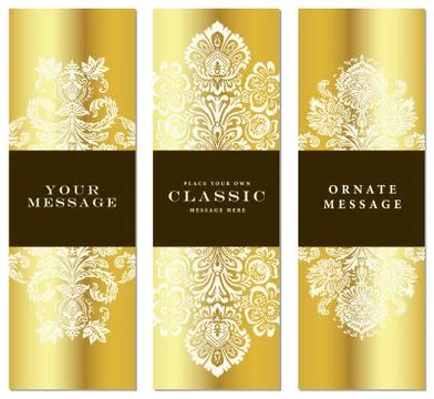 Vector tall gold frame and label set Иллюстрация