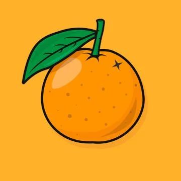 Vector tangerine fruit with green leaf Stock Illustration