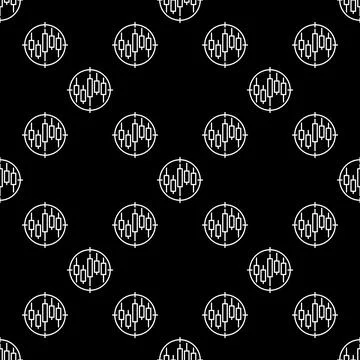 Vector Target with Candlestick Chart outline seamless pattern Stock Illustration