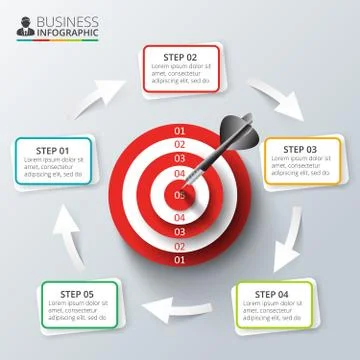 Vector target with dart for infographic. Stock Illustration