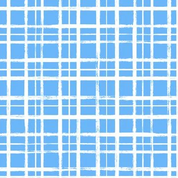 Vector tartan pattern. Blue white brush background Stock Illustration