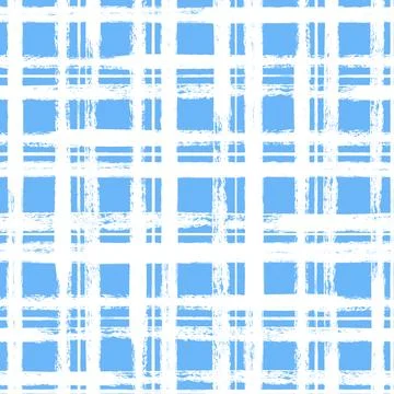 Vector tartan pattern. Blue white brush background Stock Illustration