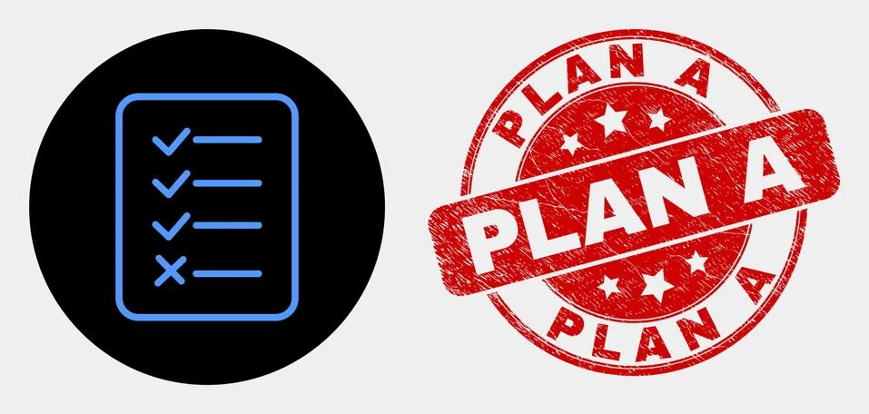 Vector Task List Page Icon and Scratched Plan A Seal Illustrazione stock