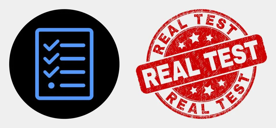 Vector Task List Page Icon and Distress Real Test Watermark Stock Illustration