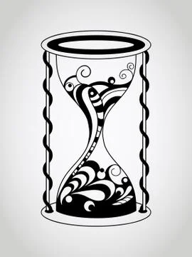 Vector tattoo hourglass Stock Illustration