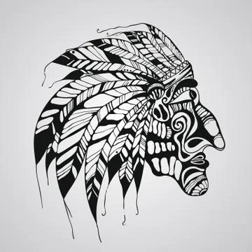 Vector tattoo, native american indian chief Stock Illustration