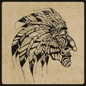 Vector tattoo, native american indian chief Stock Illustration