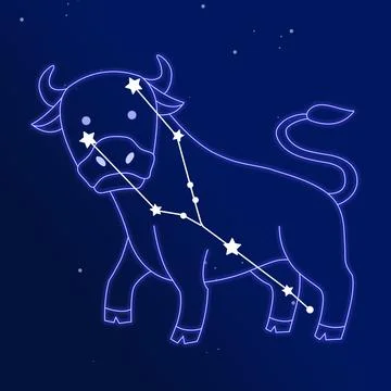 Vector of taurus horoscope sign in twelve zodiac with galaxy stars background Stock Illustration