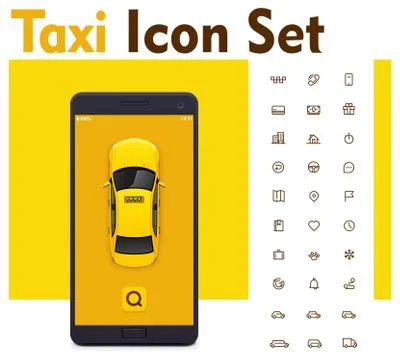 Vector taxi mobile app icon set Stock Illustration