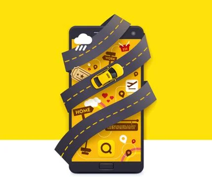 Vector taxi mobile app icon Stock Illustration