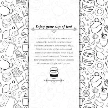 Vector tea and sweets illustration for template card Stock Illustration