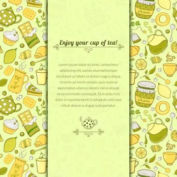 Vector tea and sweets illustration for template card Stock Illustration
