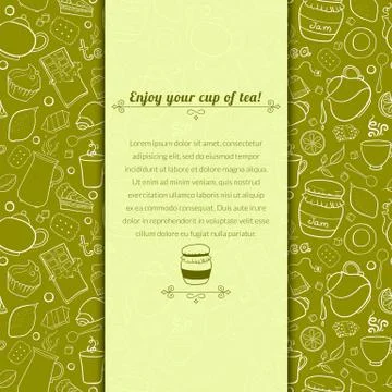 Vector tea and sweets illustration for template card Stock Illustration