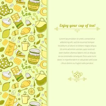 Vector tea illustration for template card Stock Illustration