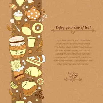 Vector tea illustration for template card Stock Illustration