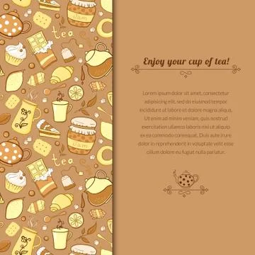 Vector tea illustration for template card Stock Illustration