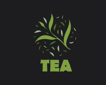 Vector tea logo on a dark background, hand-drawn Stock Illustration