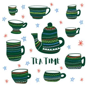 Vector tea time colored Stock Illustration