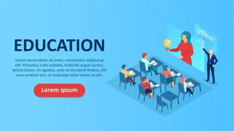 Vector of a teacher giving a lecture to students using modern technology. Illustrazione stock