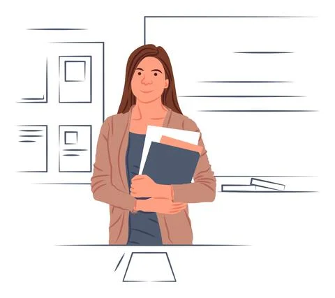 Vector teacher in shadow of sharp lines style Stock Illustration
